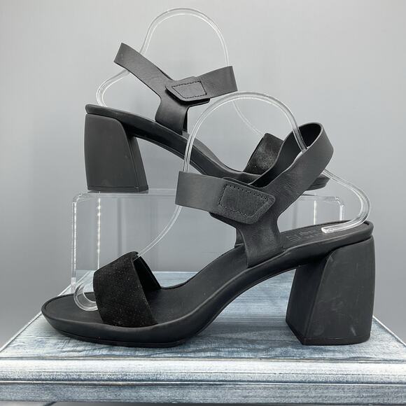 NEW Naturalizer Women’s Genn Riser 2 Leather Strappy Heels Black Size 9M - Picture 2 of 10